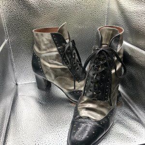 Stuart Weitzman, Silver & Black Vintage Ankle Boots Size 9 M